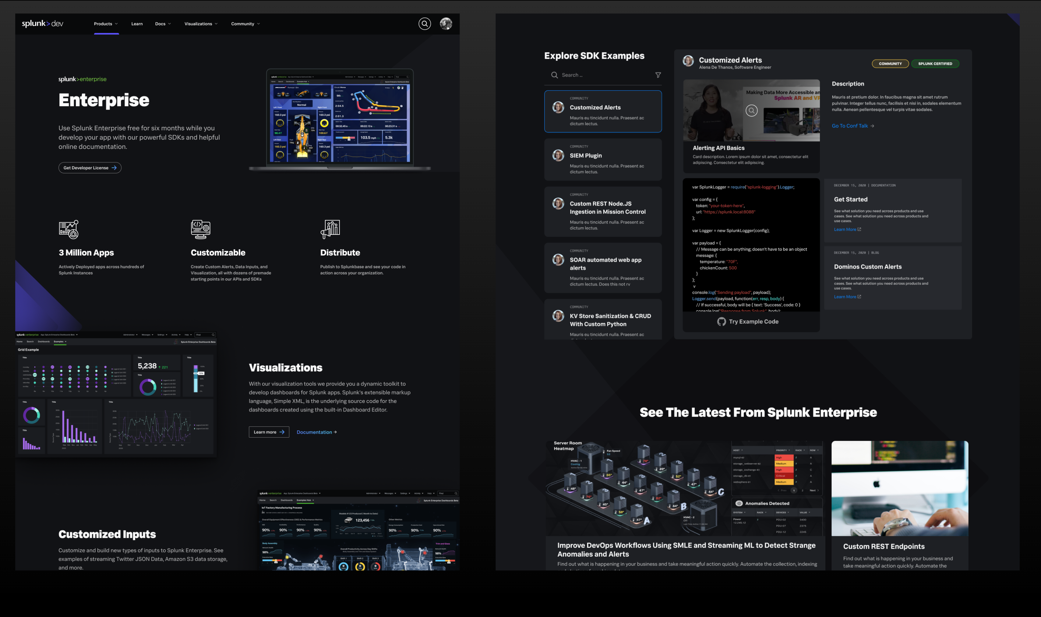 Splunk Developer Portal screenshot